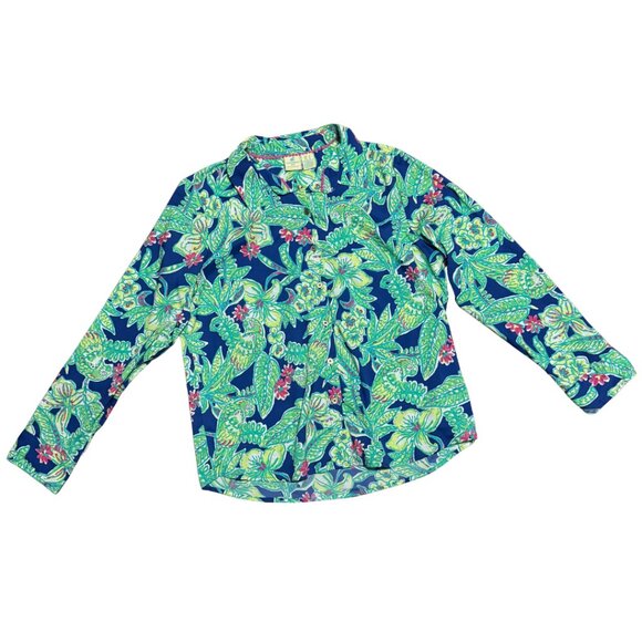 Caribbean Joe Women's Tropical Floral Button-Down Shirt Long Sleeve | Large - Picture 4 of 10